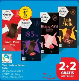 Carrefour Chocoladetabletten Galler aanbieding