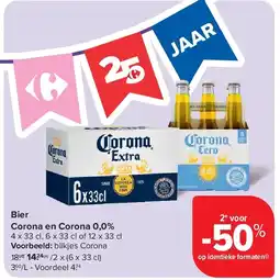 Carrefour Bier Corona en Corona 0,0% aanbieding