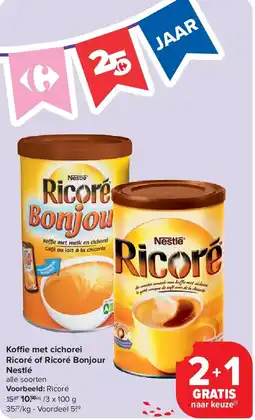 Carrefour Koffie met cichorei Ricoré of Ricoré Bonjour Nestlé aanbieding