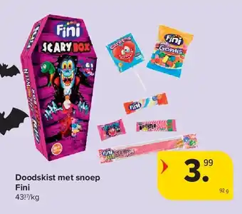 Carrefour Doodskist met snoep Fini aanbieding
