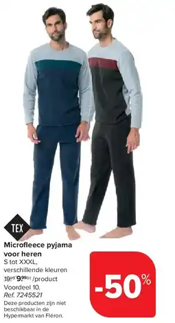 Carrefour Microfl eece pyjama voor heren aanbieding