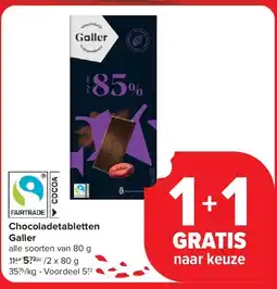 Carrefour Chocoladetabletten Galler aanbieding