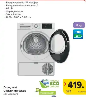 Carrefour Droogkast CWD84MWWSBE aanbieding