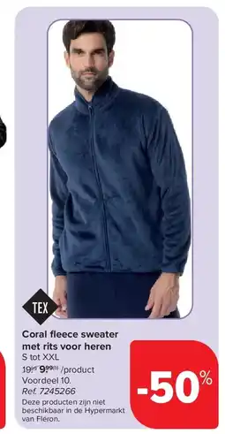 Carrefour Coral fl eece sweater met rits voor heren aanbieding
