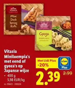 Lidl Vitasia Miniloempia's met eend of gyoza's op Japanse wijze aanbieding