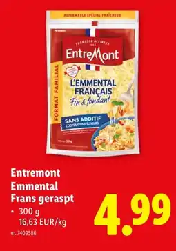Lidl Entremont Emmental Frans geraspt aanbieding