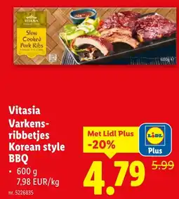 Lidl Vitasia Varkens- ribbetjes Korean style BBQ aanbieding