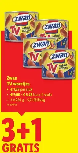 Lidl Zwan TV worstjes aanbieding