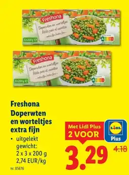 Lidl Freshona Doperwten en worteltjes extra fijn aanbieding