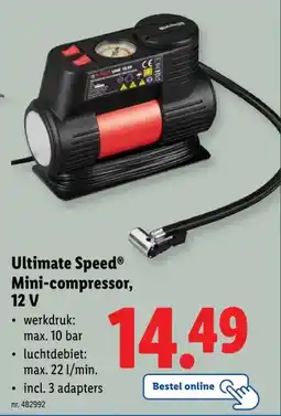 Lidl Ultimate Speed Mini-compressor, 12 V aanbieding