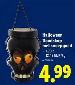 Lidl Halloween Doodskop met snoepgoed aanbieding