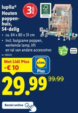 Lidl lupiluⓇ Houten poppen- huis, 54-delig aanbieding