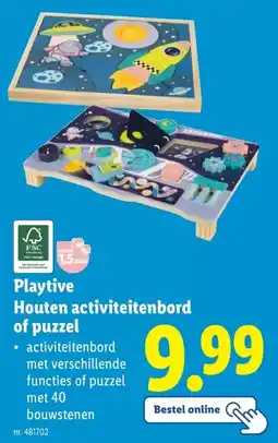 Lidl Playtive Houten activiteitenbord of puzzel aanbieding