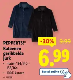Lidl PEPPERTS! Katoenen geribbelde jurk aanbieding