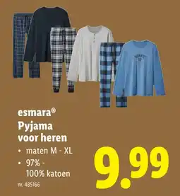 Lidl esmaraⓇ Pyjama voor heren aanbieding