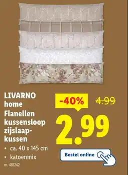 Lidl LIVARNO home Flanellen kussensloop zijslaap- kussen aanbieding