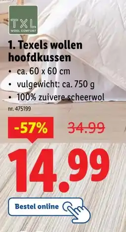 Lidl Texels wollen hoofdkussen aanbieding