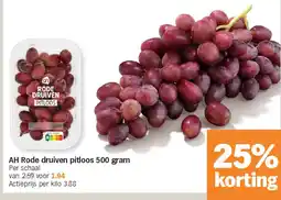 Albert Heijn AH Rode druiven pitloos 500 gram aanbieding