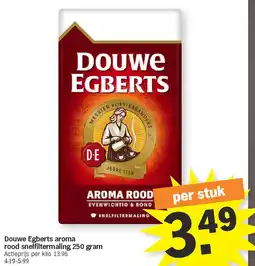 Albert Heijn Douwe Egberts aroma rood snelfiltermaling 250 gram aanbieding