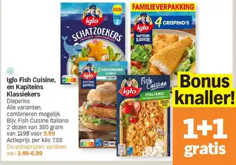 Albert Heijn Iglo Fish Cuisine, en Kapiteins Klassiekers aanbieding