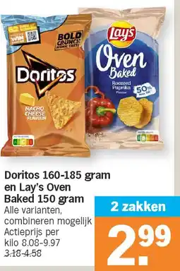 Albert Heijn Doritos 160-185 gram en Lay's Oven Baked 150 gram aanbieding