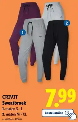 Lidl CRIVIT Sweatbroek aanbieding