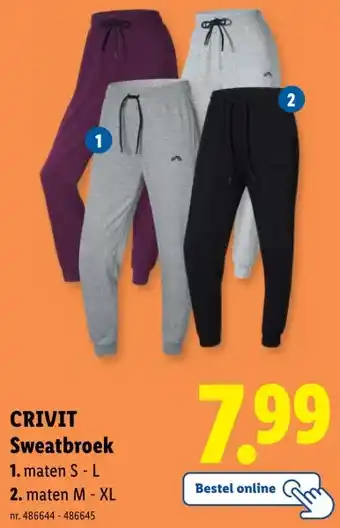 Lidl CRIVIT Sweatbroek aanbieding