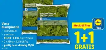 Lidl Verse bladspinazie aanbieding