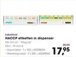 Hanos Labellord haccp etiketten in dispenser aanbieding