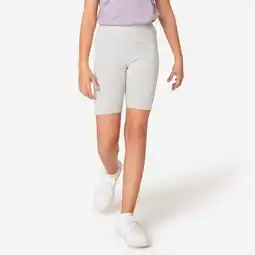Decathlon Multisport-bikershort voor meisjes katoen grijs aanbieding