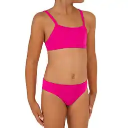 Decathlon Meisjesbikini met topje zonder sluiting Bali roze aanbieding