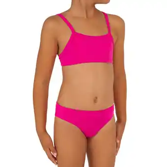 Decathlon Meisjesbikini met topje zonder sluiting Bali roze aanbieding