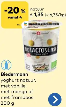Bio Planet Biedermann yoghurt natuur aanbieding