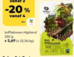 Bio Planet Oxfam Fair Trade koffiebonen Highland aanbieding