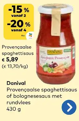 Bio Planet Danival Provençaalse spaghettisaus aanbieding