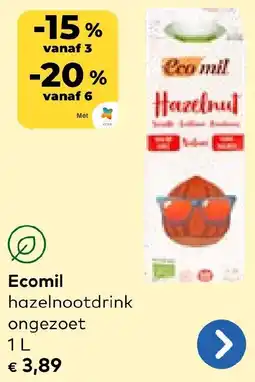 Bio Planet Ecomil hazelnootdrink ongezoet aanbieding
