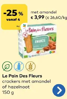 Bio Planet Le Pain Des Fleurs crackers met amandel of hazelnoot aanbieding