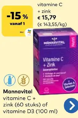 Bio Planet Mannavital vitamine C + zink aanbieding
