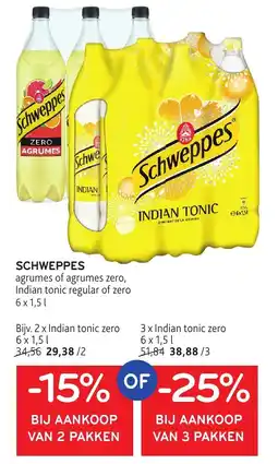 Alvo Schweppes agrumes of agrumes zero, Indian tonic regular of zero aanbieding
