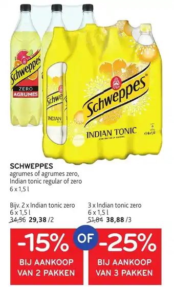 Alvo Schweppes agrumes of agrumes zero, Indian tonic regular of zero aanbieding
