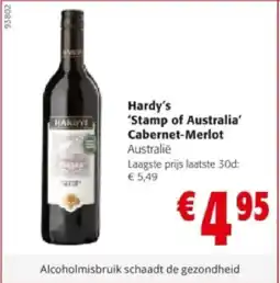Colruyt Hardy's 'Stamp of Australia' Cabernet-Merlot aanbieding