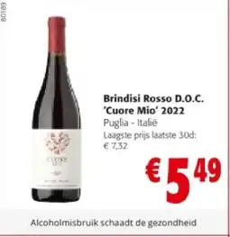 Colruyt Brindisi Rosso D.O.C. 'Cuore Mio' 2022 aanbieding