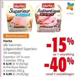 Colruyt Herta Superieur-25 % zout 3 sneetjes 100 g aanbieding