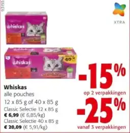 Colruyt Whiskas Classic Selectie 12 x 85 g aanbieding