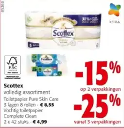 Colruyt Scottex Toiletpapier Pure Skin Care 3 lagen 8 rollen aanbieding