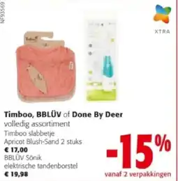 Colruyt Timboo slabbetje Apricot Blush-Sand 2 stuks aanbieding