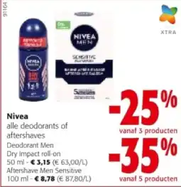 Colruyt Nivea Deodorant Men Dry Impact roll-on 50 ml aanbieding