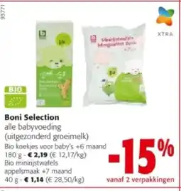 Colruyt Boni Selection Bio koekjes voor baby's +6 maand 180 g aanbieding