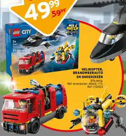 Trafic Lego city helikopter, brandweerauto en onderzeeër aanbieding