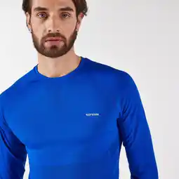 Decathlon Naadloos hardloopshirt met lange mouwen voor heren Run 500 indigoblauw aanbieding